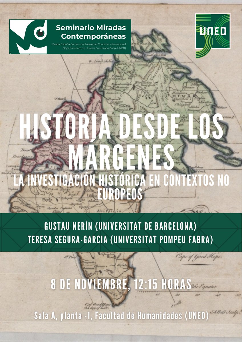 Antes de final de año tendremos un par de eventos interesantes en Contemporánea de <a href="/UNED/">UNED</a>. El primero, coordinado por <a href="/Cel_Mu/">Cel</a>, lo voy dejando por aquí para abrir boca. Es presencial, pero también se emitirá en streaming. Quien quiera asistir online, MD 👇