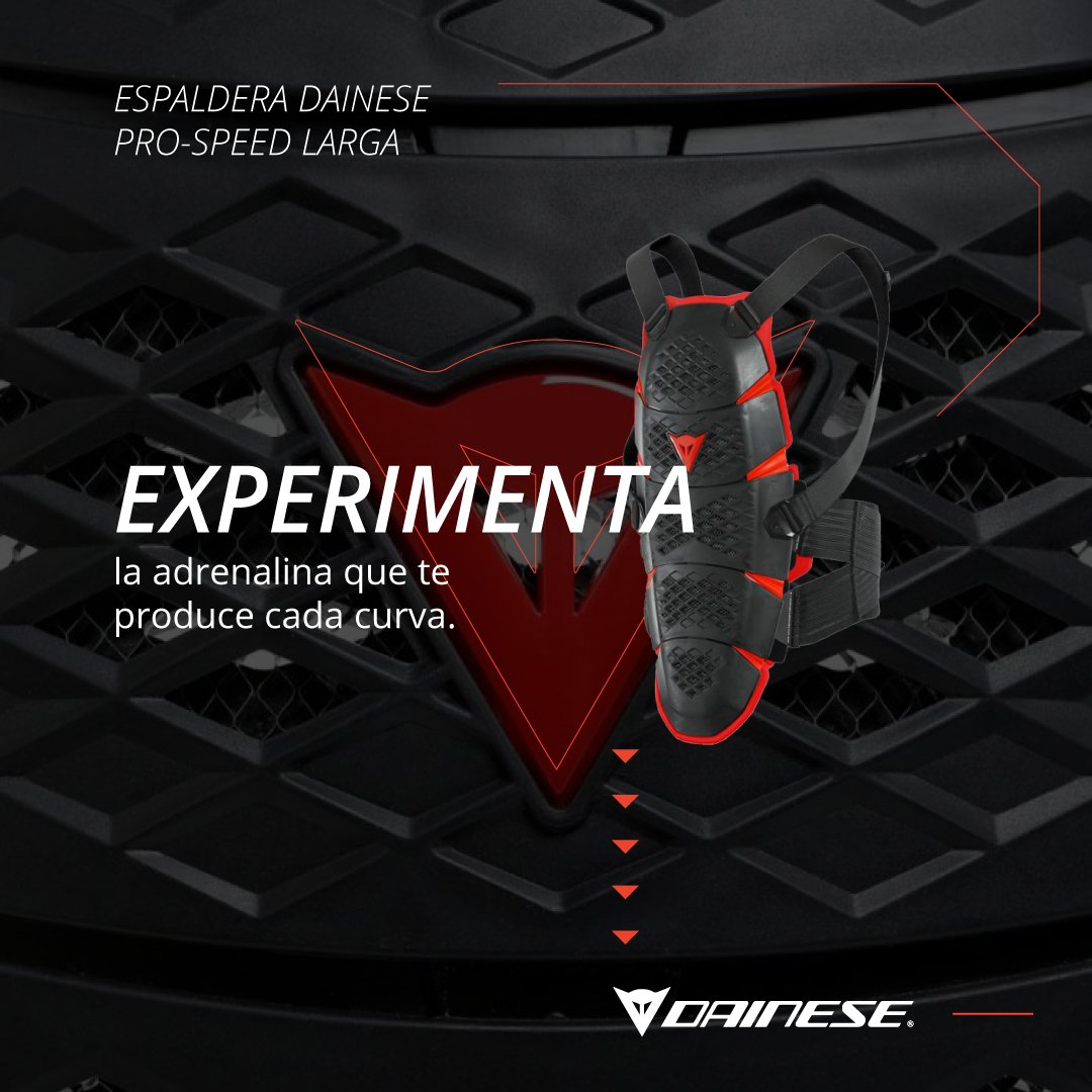 DLGMOTOART's tweet photo. La espaldera Dainese pro-speed larga tiene una estructura de nido de abeja, acolchados cómodos y ergonómicos, estructura perforada y forma precurvada y una banda de cintura ajustable y extraíble que ofrece una ergonomía incomparable. ¡Siente la libertad de movimiento en tu moto! https://t.co/qHHUB8OY7t