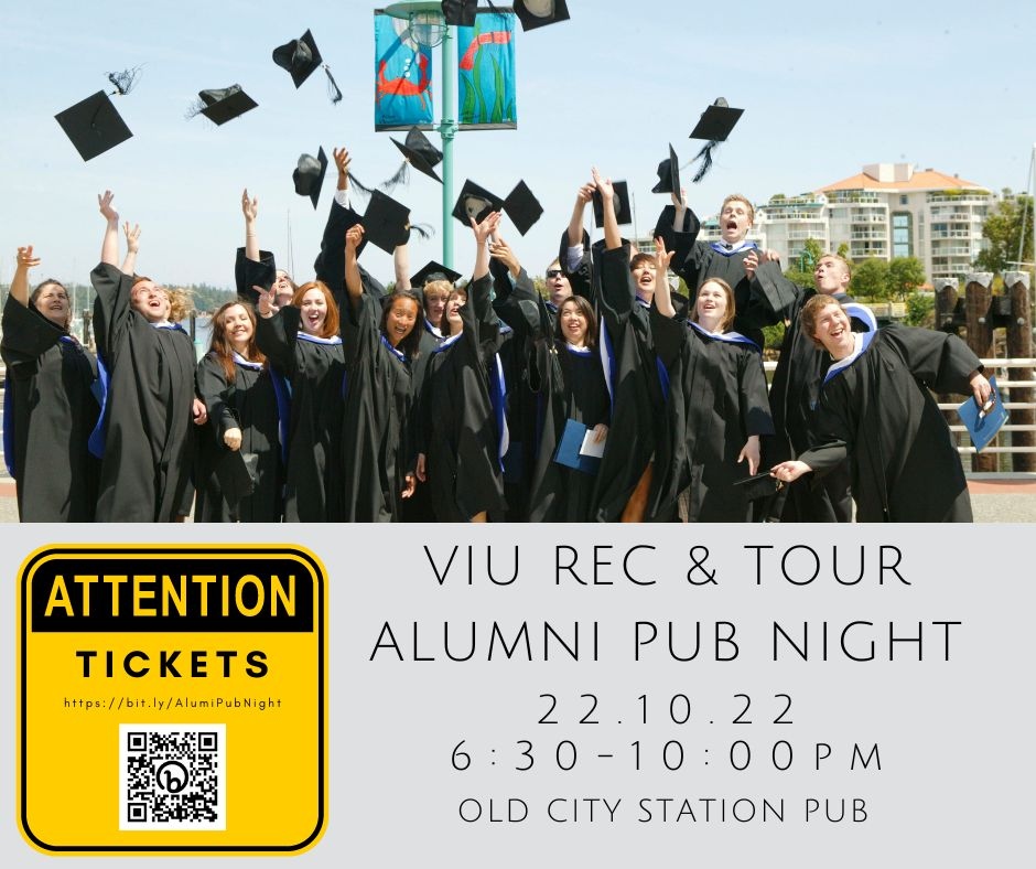 Were you a Malspina/VIU Recreation or Tourism Student? We are hosting an alumni pub night on October 22 at the Old City Station in Nanaimo. Beer &amp; Burger tickets are available on EventBrite: bit.ly/AlumiPubNight