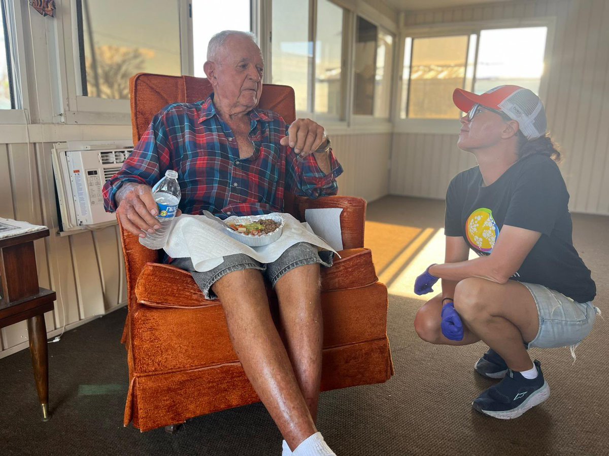 Ted drove more than 1300 miles from Michigan down to southern Florida to assess the damage to his home from Hurricane Ian. After cleaning all day, he stopped to sit and enjoy a WCK meal from our restaurant partner, El Orgullo. #ChefsForFlorida