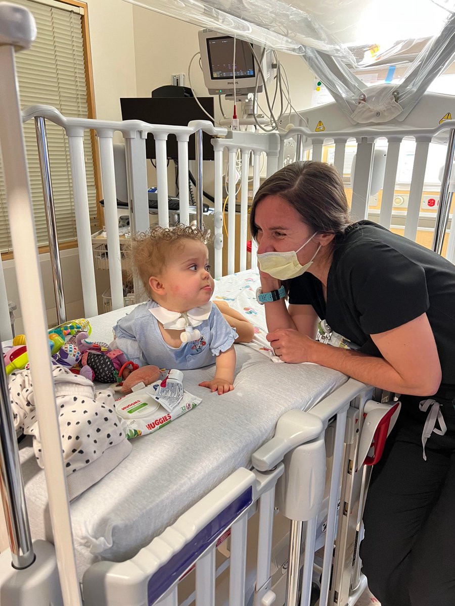'Our daughter, Evie, has been a Doernbecher patient since her NICU days. We were recently admitted and were so happy to see Dr. Beckler - she's been a part of our care team in the past and we absolutely adore her.' –Breanna, mom to 18-month-old Evie 💗