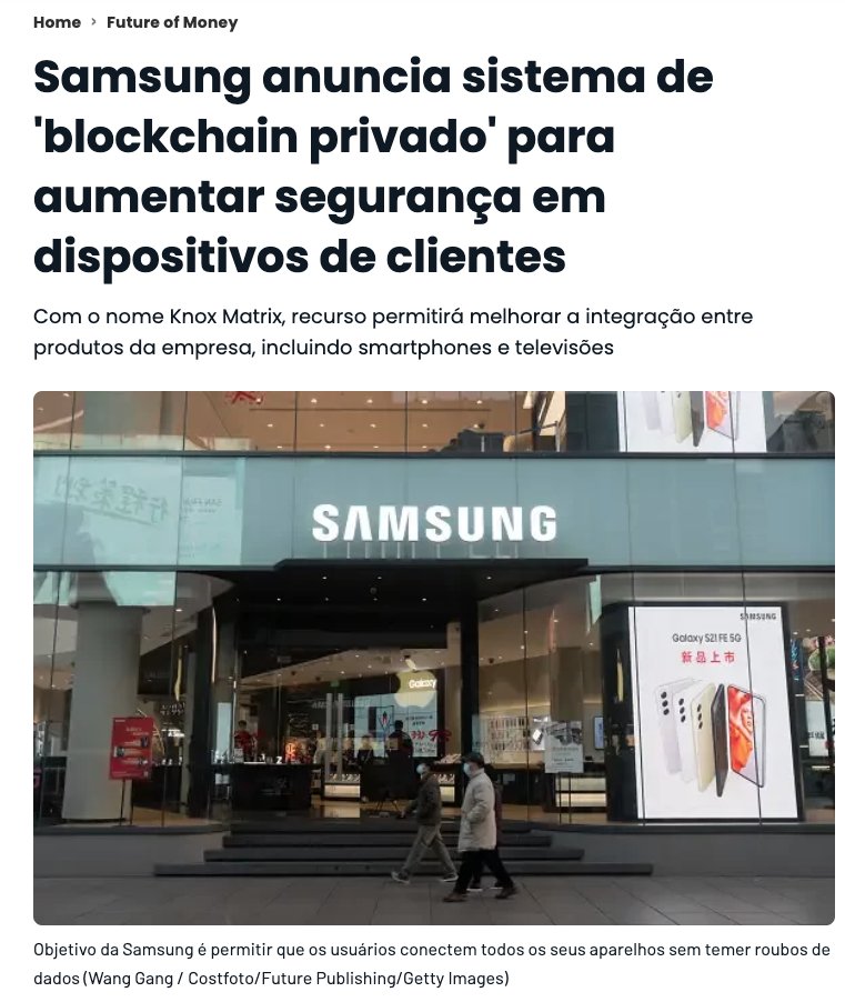 gabrielasafe21's tweet photo. A Samsung anunciou o lançamento da Knox Matrix, uma tecnologia de "blockchain privado" que buscará aumentar a segurança nos dispositivos dos seus clientes para evitar problemas como invasões de hackers #blockchain #criptografia #segurança #btc #eth #cripto #criptomoedas #samsung https://t.co/1FGNqa5rdX