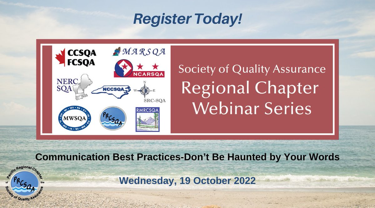 PRCSQA's tweet photo. Register today and join us this Wednesday, 19 October 2022, for a webinar! Nancy Singer will present on "Communication Best Practices-Don’t Be Haunted by Your Words." Tomorrow, 18 October, is the last day to register! Learn more and register at https://t.co/JrDtIqjrFe. https://t.co/OJfJoRhDHx