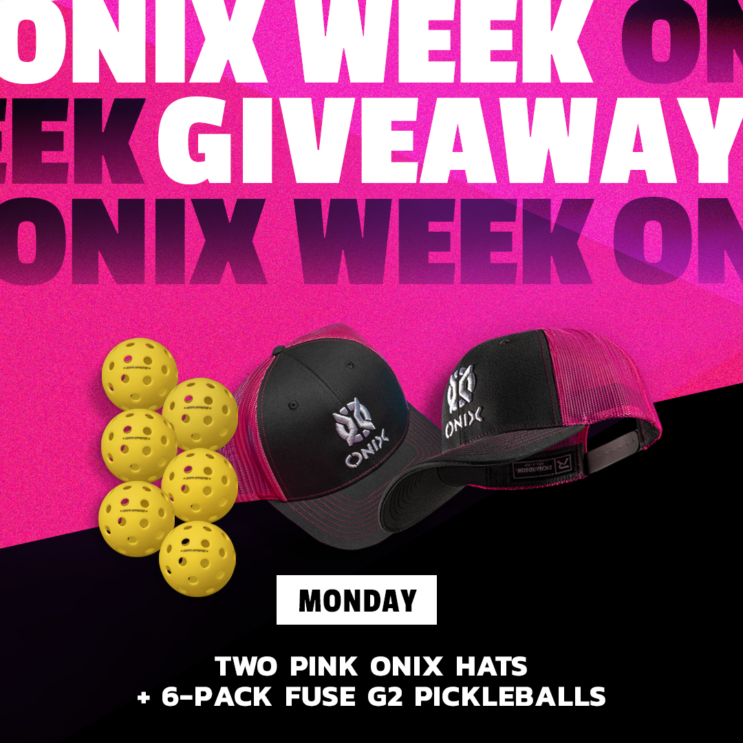 OnixPickleball's tweet photo. ‼️#GiveawayAlert‼️ We're giving one lucky follower a chance to win 2 pink ONIX hats PLUS G2 Fuse Pickleballs! 

It's easy to enter. Just click the link and sign up: https://t.co/ihqEoKrsex

There will be daily prizes all week long!

#ONIXPickleball #Pickleball #TeamONIX #ONIXWeek https://t.co/jnp4KI4ZDL