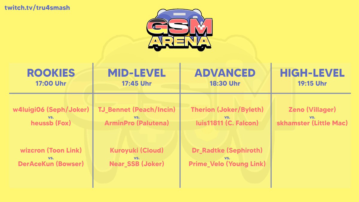 Das hier sind die 7 Showmatches für GSM Arena morgen.

Wir starten um 17 Uhr!