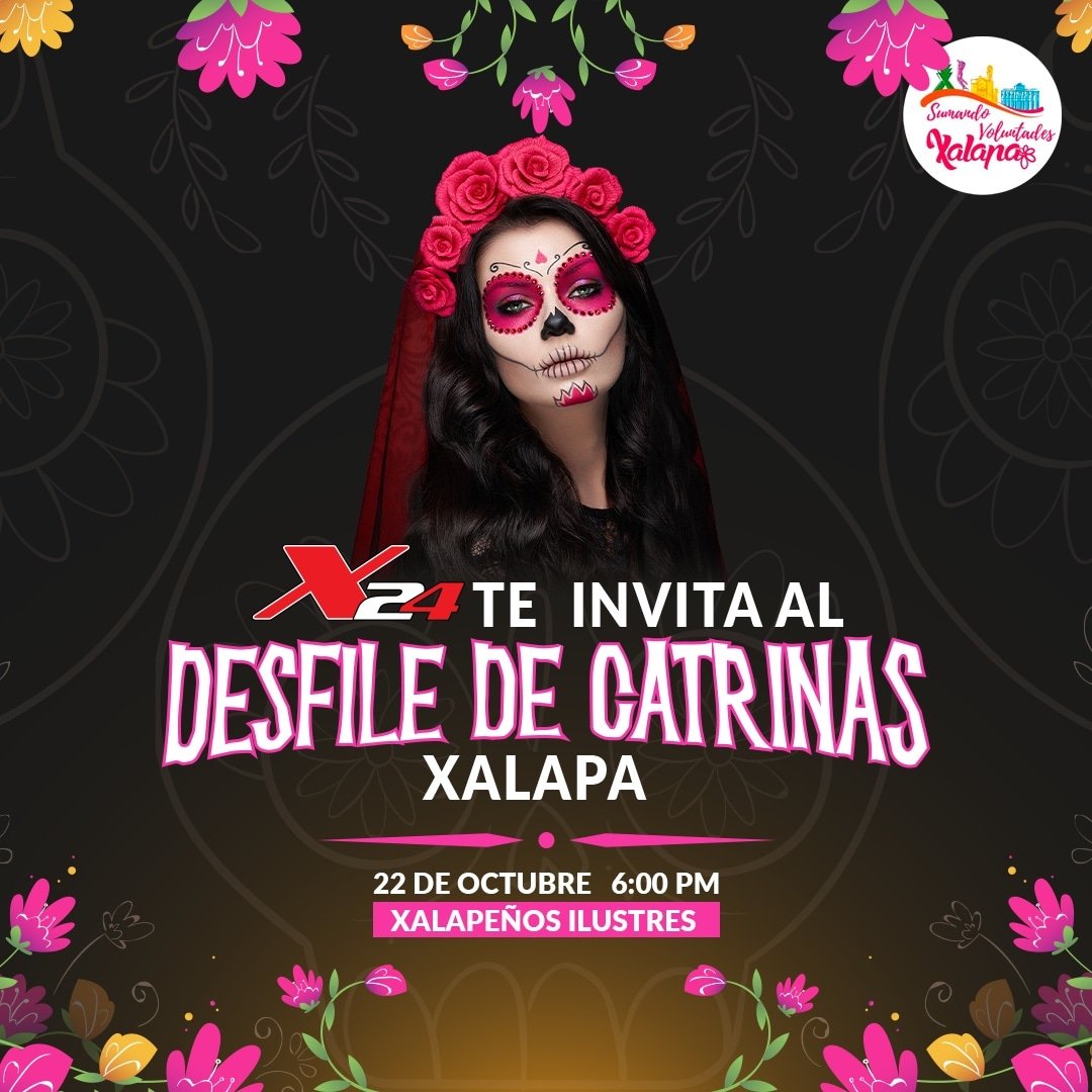 SuperX24's tweet photo. Te invitamos a que nos acompañes en el 6° Desfile de Catrinas organizado por Sumando Voluntades Xalapa, donde estaremos participando con nuestra caravana y como patrocinadores.

La cita es este 22 de octubre a las 6:00 PM, saliendo de Xalapeños Ilustres a Teatro del Estado. https://t.co/wvp0BsWEKi