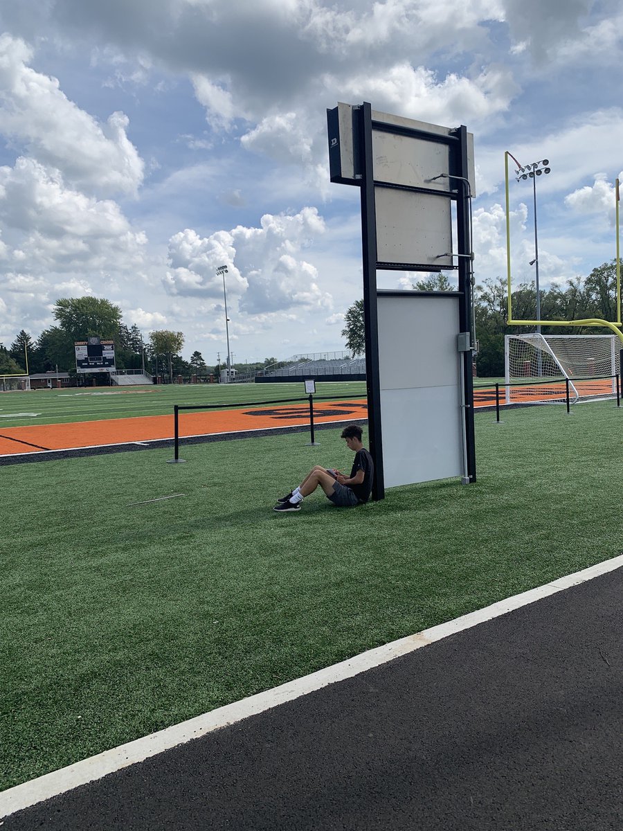 LC_Tigers's tweet photo. Students from Mrs. Keller's new Creative Writing elective were recently working on their realistic fiction unit.   They took a trip outside to be immersed in their settings for a writing activity. The stadium produced some of the best stories of the day!  #positivelylc https://t.co/578JHjayGJ