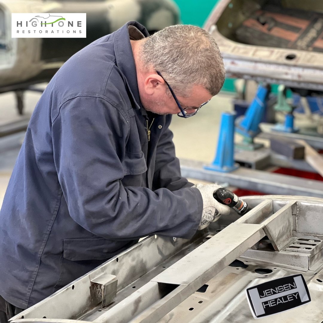 Tony's morning was spent working on a door rebuild for a Jensen Healey. The process was time-consuming, but it will be worth it. 

 #britishcars #classiccar #classiccars  #jensen #healey #repair #rebuild #bodywork