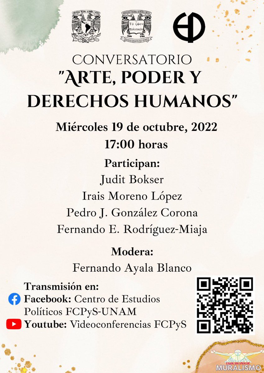Muy estimadas y estimados.

Los invito a acompañarme en este conversatorio el próximo miércoles 19 de octubre a las 17:00 hrs.

Centro de Estudios Políticos FCPyS-UNAM | <a href="/CEP_UNAM/">Centro de Estudios Políticos</a>
