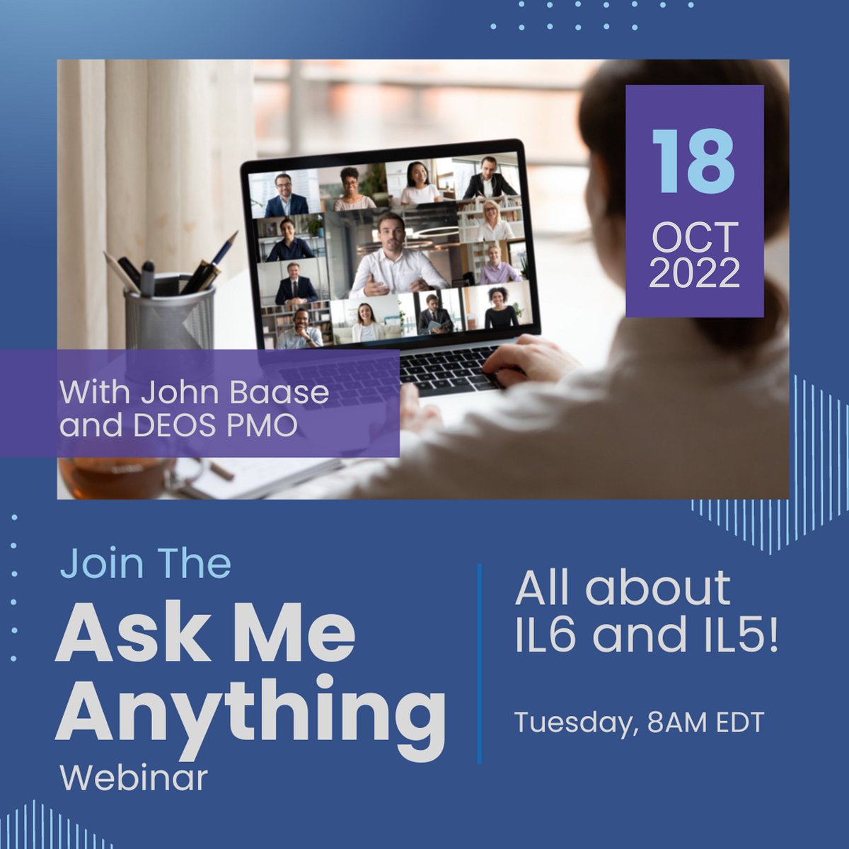 DoW_DISA's tweet photo. #TrickOrTreat 🎃👻 Get tricks and treats at our biweekly #AskMeAnything webinar hosted by #DISADEOS!
We will shed 💡 on IL5 and IL6 updates and answer any ❓❓ you may have. Get all the new #DOD365 tips this fall! 🍁🍂
#AMA #DOD365
⏰: 8 AM EDT
🔗: https://t.co/T4xRyTPJcD https://t.co/2EiPCTLwpC