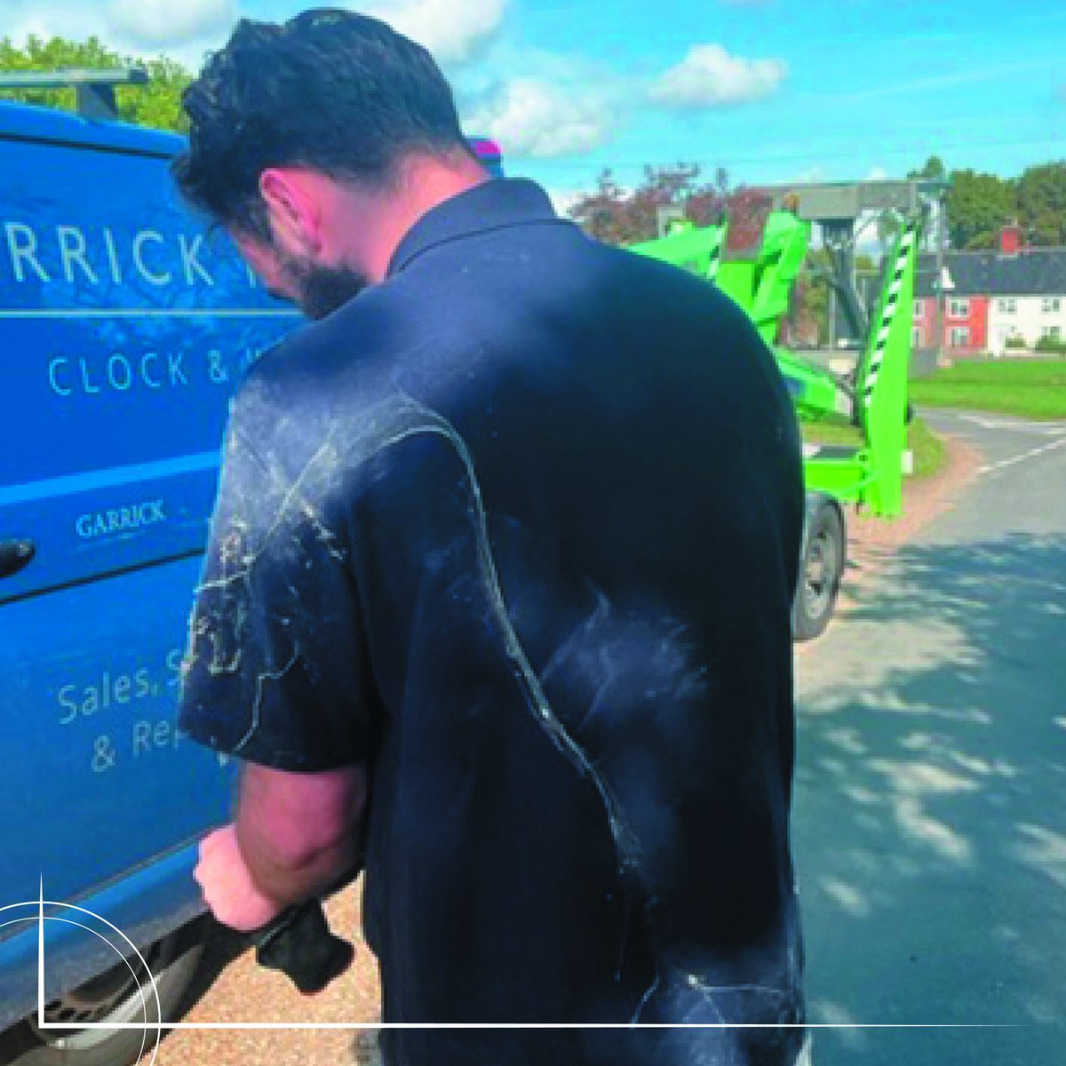 SMichlmayr's tweet photo. Who says clock repair isn't glamorous? 😂 Cobwebs are a common sight when Lewis and Simon return from a tower clock repair 🕷️🕸️ certainly a sign of they are hard workers 💪#clockrepair #towerclockrepair #cobwebs #teamwork https://t.co/KYNpBBHifn