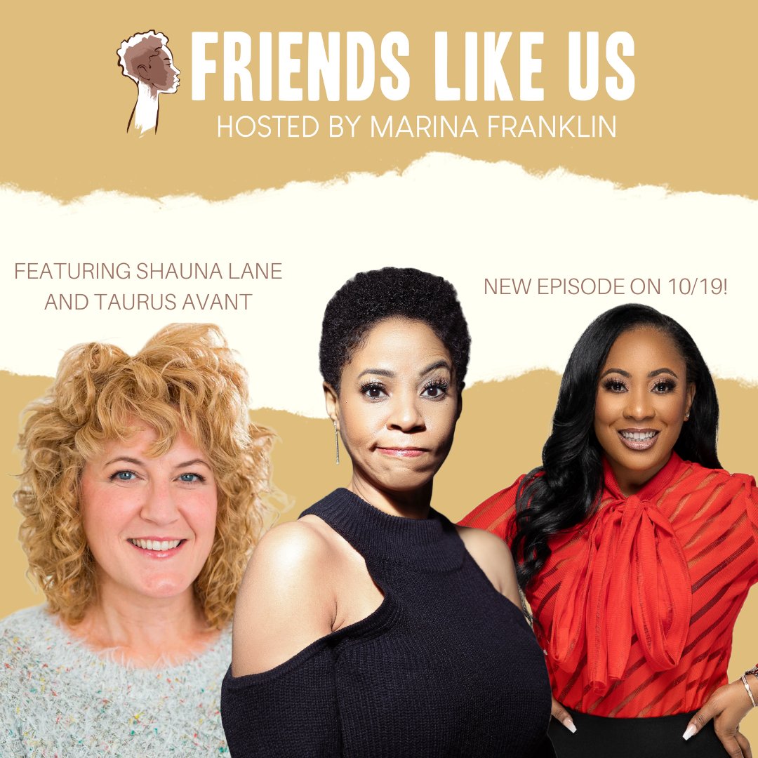 NEW CONTENT ALERT! A brand new episode of Friends Like Us with host <a href="/marinayfranklin/">Marina Franklin</a> and fabulous friends <a href="/theshaunalane/">shauna lane</a> &amp; <a href="/visionavant/">Taurea Vision Avant www.10kbook.com</a> discussing #BreastCancerAwareness is coming your way on 10/19! ❤️

#CheckOut all things #FriendsLikeUs here: ow.ly/13YS50JqNJv