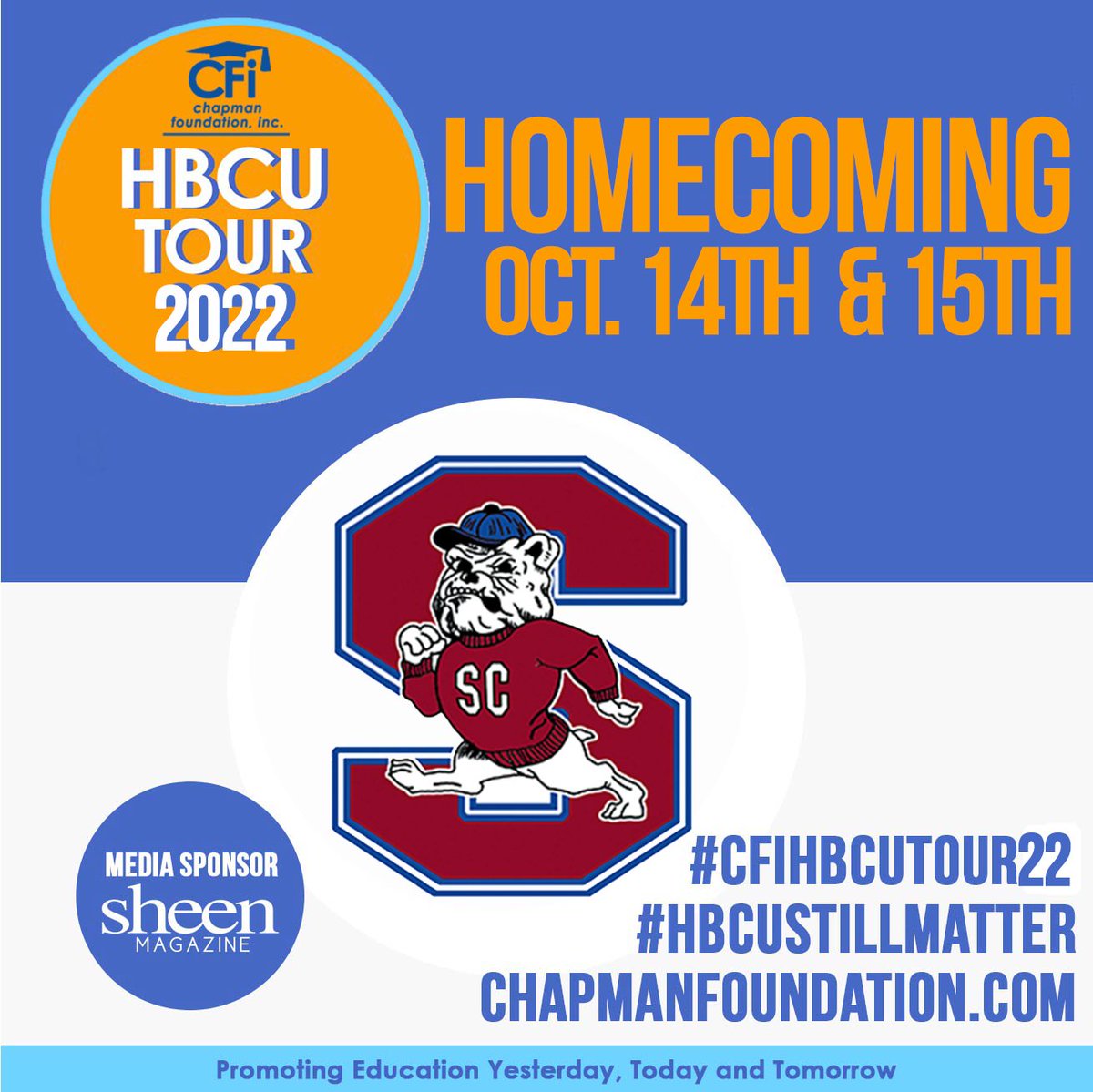 CFIScholarship's tweet photo. This weekend was the official kickoff of our annual HBCU Tour! We kicked off at South Carolina State's homecoming and we had an absolute blast! We can't wait to tour at YOUR university. Coming soon! #HBCUTour #SCSU #Kickoff https://t.co/zGXxR4FTMZ
