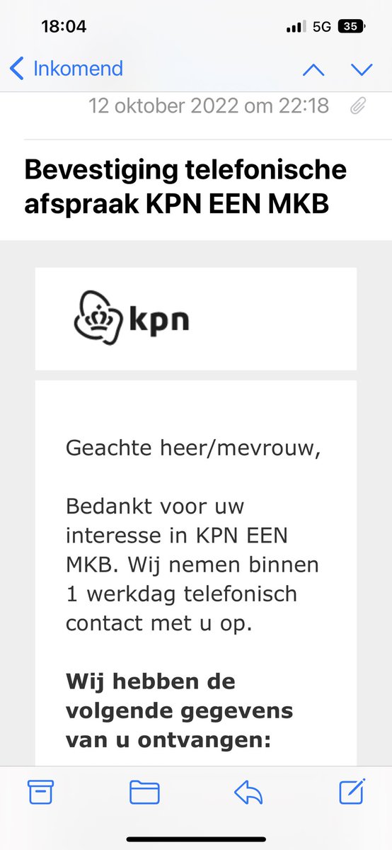 snippepeter's tweet photo. @KPNzakelijk het is inmiddels de 17e en nog steeds niets vernomen🤯😳#kpn https://t.co/5wk9Lb3uGO