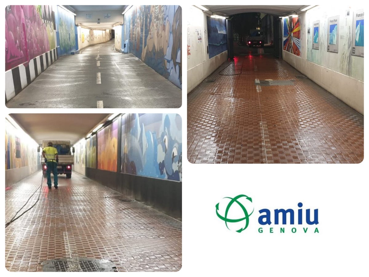 #LAVORIAMOPERGENOVA 
Lavaggio del tunnel pedonale tra Stazione Brignole e Borgo Incrociati a cura dell'Unità Territoriale del Centro Commerciale.
Notte e giorno lavoriamo per migliorare pulizia e decoro nel <a href="/ComunediGenova/">COMUNE DI GENOVA</a> e nei comuni del #Genovesato.