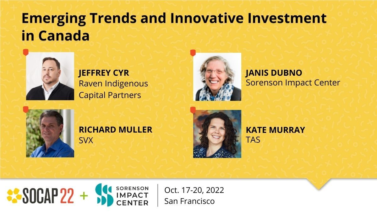 TAS Director of Impact, Kate Murray, will speak on the "Emerging Trends and Innovative Investment in Canada" panel tomorrow at #SOCAP22.

She will share the stage with Jeffrey Cyr, <a href="/Raven_Capital/">Raven Indigenous Capital Partners</a>, Richard Muller, <a href="/theSVX/">SVX</a> and moderator Janis Dubno, <a href="/Sorenson_Impact/">Sorenson Impact</a>. <a href="/SOCAPmarkets/">SOCAP Global</a>