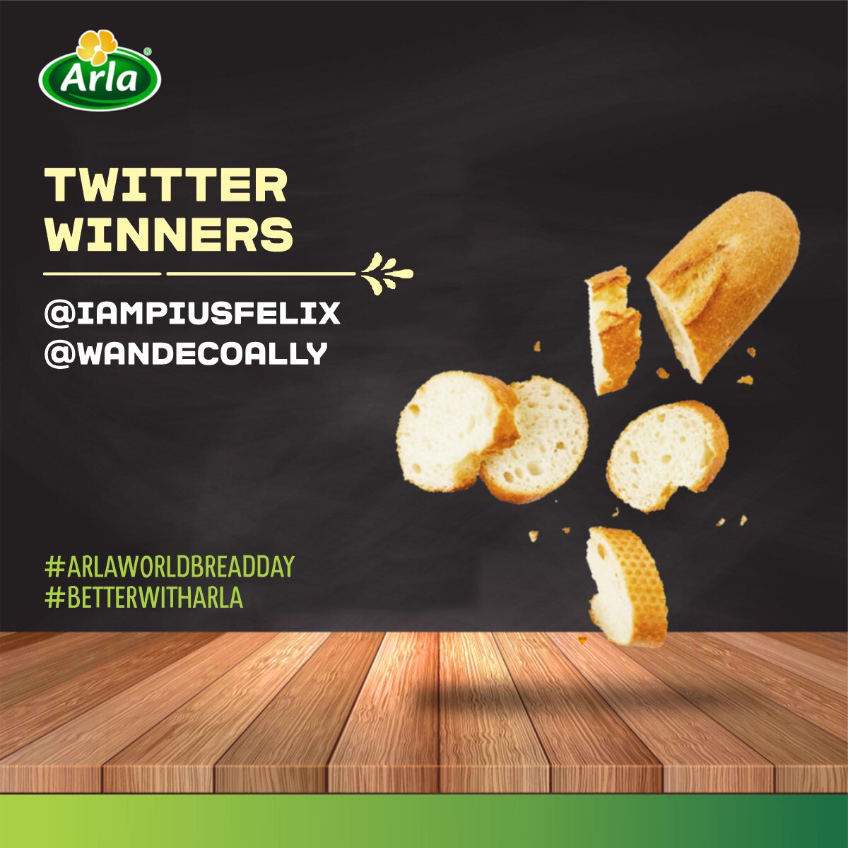 Arlanigeria's tweet photo. A lot of fun was had at king bread’s feast yesterday and our online audience were not left out😎.

Congratulations to the winners of the Arla World Bread Day games🎉. 

Stay glued to our page for more stuff coming up 😉.

#Arla #ArlaWorldBreadDay #BetterWithArla #ArlaXBread https://t.co/EEuteE2PpJ