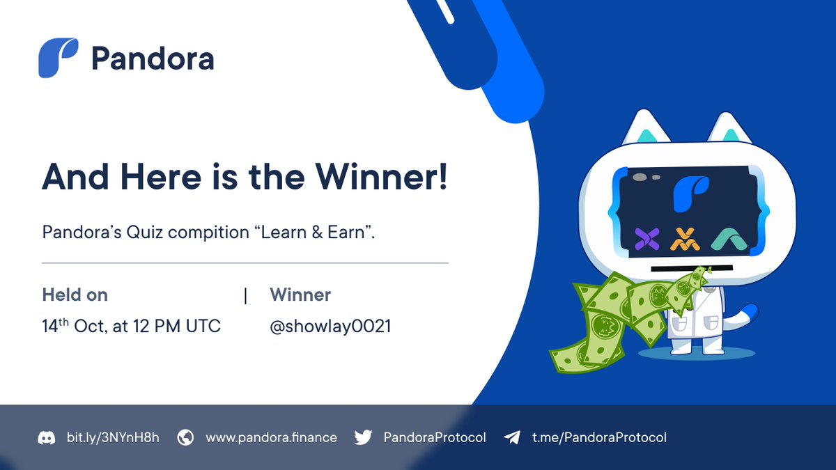 🎁Discord Quiz Winner Announcement🎁 🗓Event period: 14 Oct 2022 🏆Please congratulate: @showlay0021 on winning 💰Remember to check your wallet for the prize 🙏Thank you to everyone who participated in the event on Friday #Discord #quiz #NFTs #Web3 #Developer