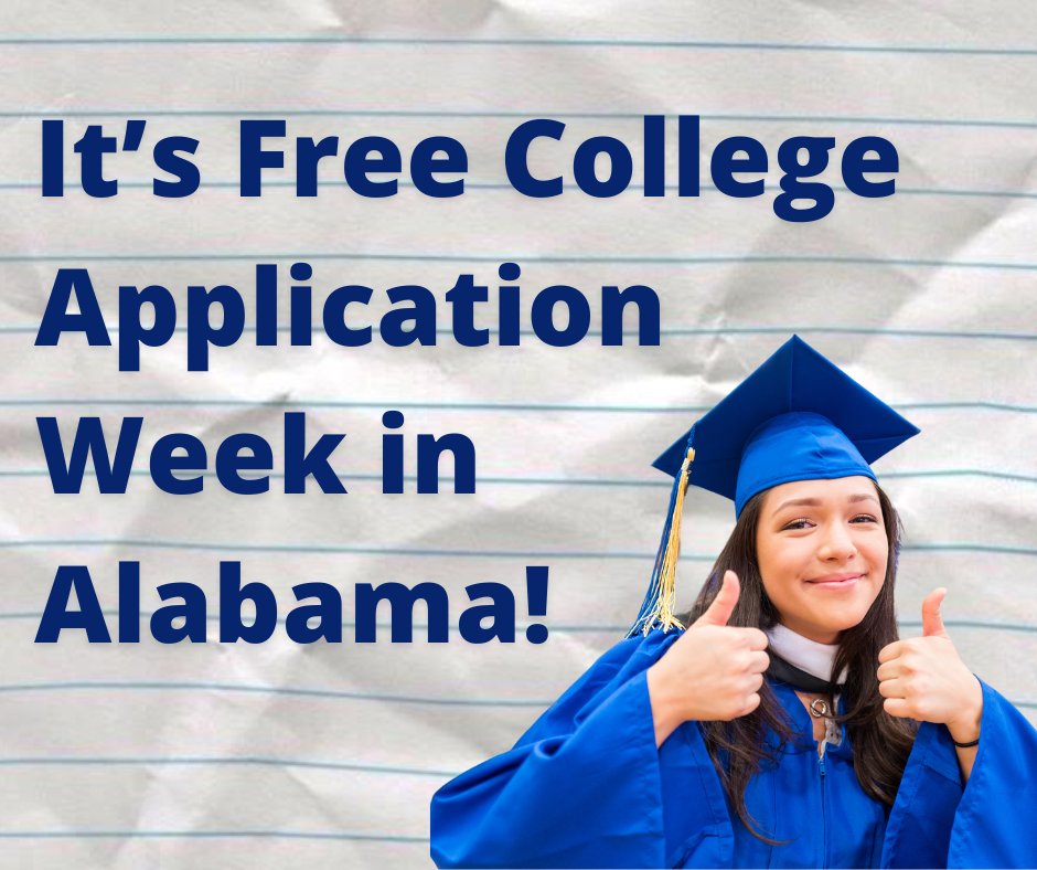 AplusCR's tweet photo. π¨ Attention Alabama high school seniors! You can apply to many Alabama colleges and universities this week for free! Click here to see a full list of schools participating: https://t.co/9JJs9TJIW5
#Cash4College #ALGoes2College #IApplied https://t.co/x6pYE7Nq8v