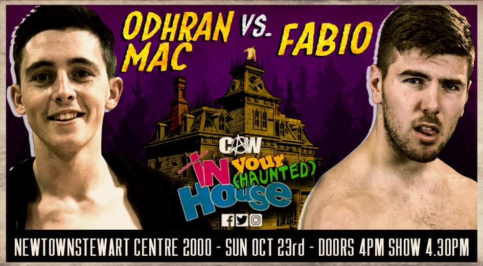 CAWprowrestling's tweet photo. 🚨IT'S OFFICIAL🚨
This Sunday two of the country's best young wrestlers will battle as @Odhranmacthere1 goes one on one with @Its___Fabio!

Sunday Oct 23rd. Newtownstewart. Show 4.30pm. Tickets £10 or 4 for £35. Message CAW to reserve tickets. https://t.co/BAp8w644qV