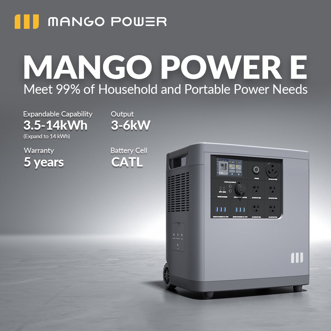 📣Our newest power station — Mango Power E is Launching Now! 
Mango Power E comes with pioneering design and best-in-class technology, making Mango Power E a reliable, efficient, long-lasting choice for both your home backup and portable power needs⛺️
#MangoPowerE #Energysolution