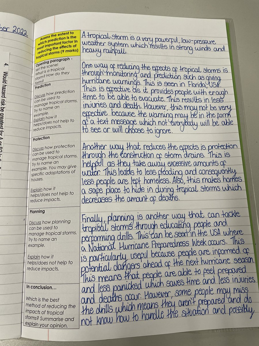 MissESGeography's tweet photo. Trialling scaffold sheets with Year 11 to try to improve the structure of their 9 mark questions. https://t.co/LziAdHntts
