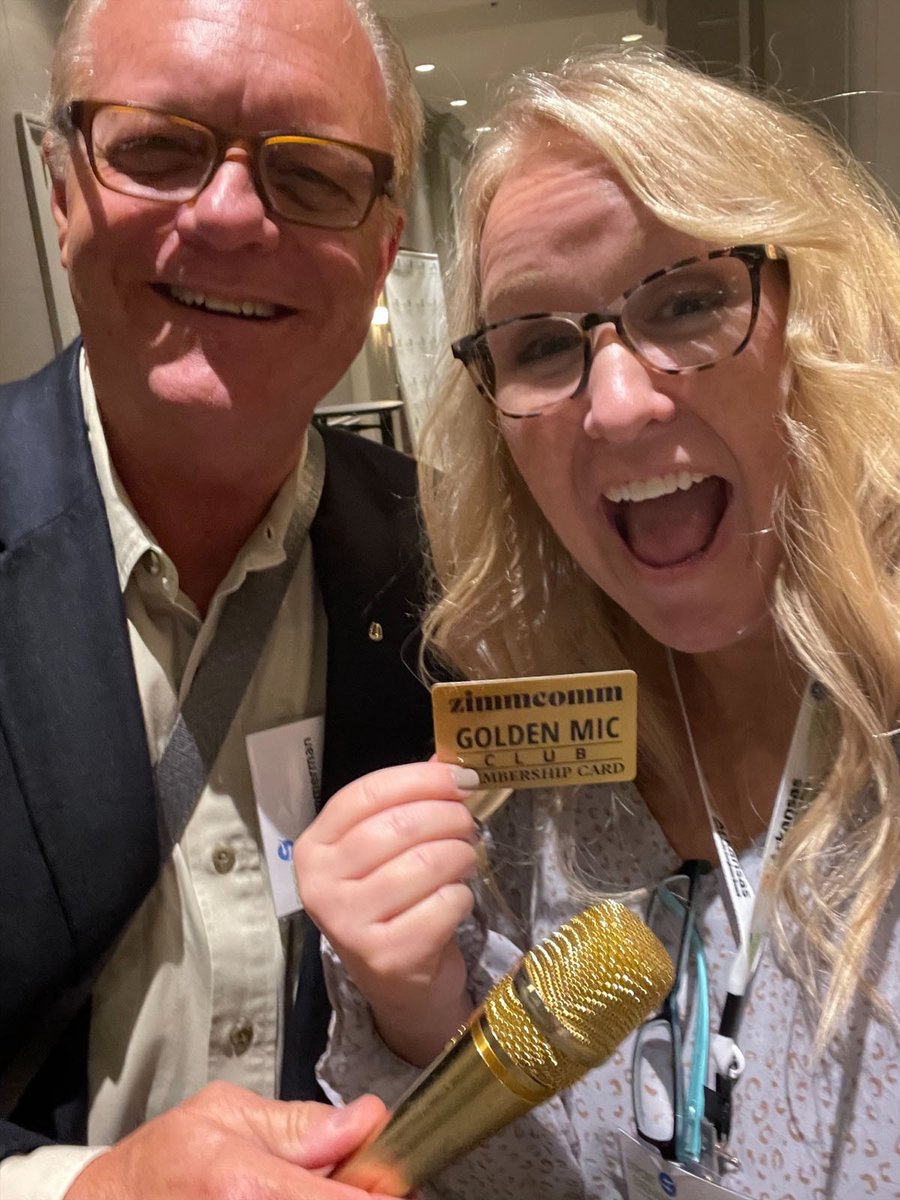 AgriBlogger's tweet photo. The newest member of the ZimmComm Golden Mic Club. During #ExEx22. Welcome Ann Lewis with @EthanolRFA We're always having fun! https://t.co/lsjrBCwS3o