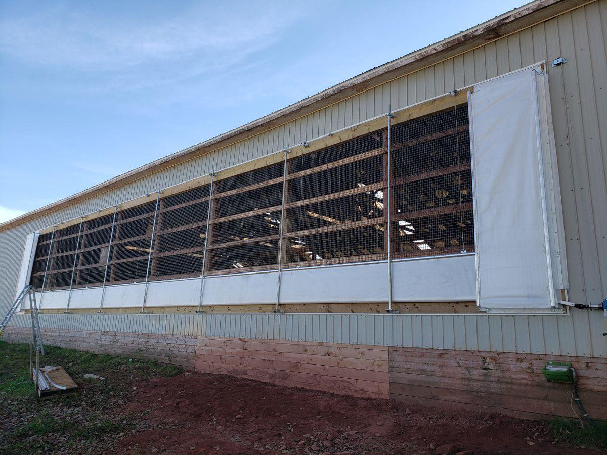 Lots of curtain jobs are on the go this fall! Get your replacement/new curtain orders in before the snow comes! Recent install in western PEI of <a href="/MyFaromor/">Faromor - A Canarm Company</a> Roll-A-Way curtain system. Curtain fabric stays tight in all positions: fully open-fully closed. <a href="/lbjfarm/">LBJ Farm Equipment</a> #curtainsystems