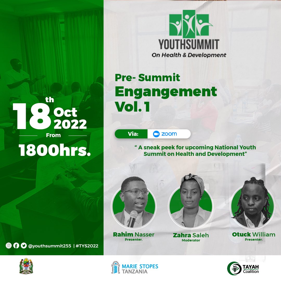 We’re excited to kick off our engagement sessions. On 18th, October (This Tuesday) we are starting with a sneak peek that dive into the introduction of <a href="/Youthsummit255/">Youth Summit 255</a>. Join us via zoom tomorrow. 

#TYS2022 | #TAYAHCoalition