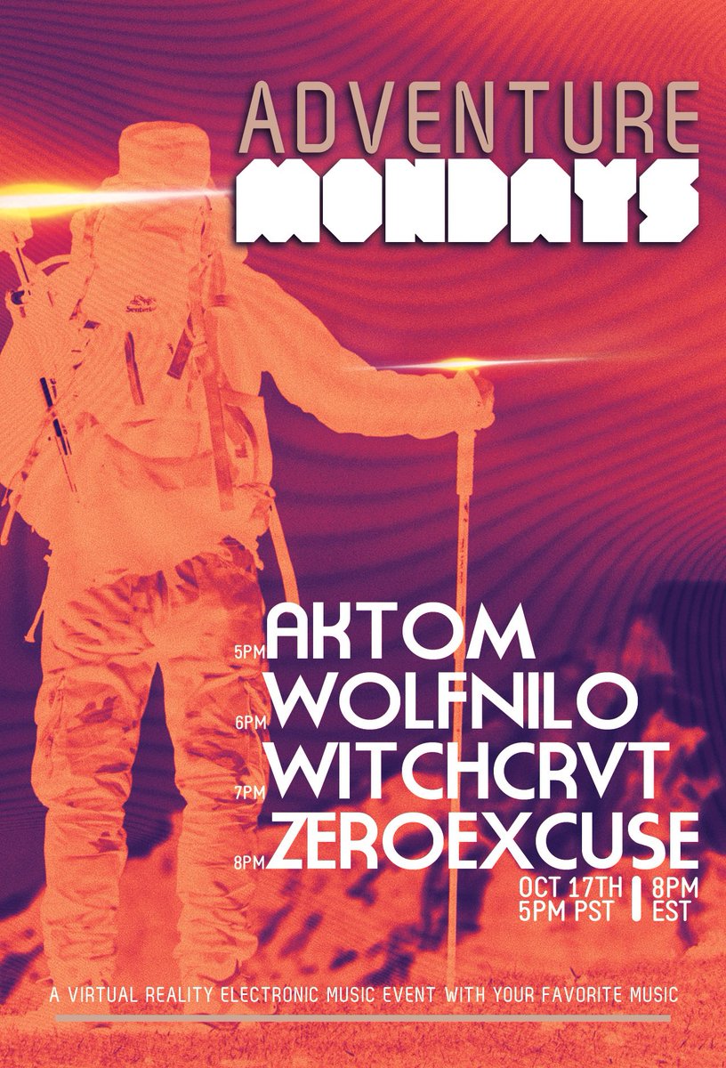 SerenityDnB's tweet photo. Tonight at 5pm PST we have another #AdventureMonday 

Feat.
Atkom
@WolfNilo 
@Witchcrvftvr 
@ZeroExcuse https://t.co/OHnzULUTei