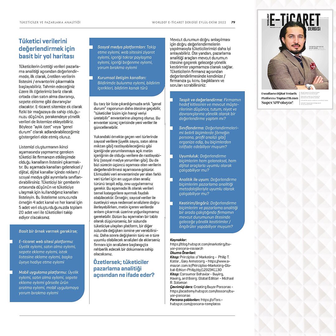 fatihsertank's tweet photo. Worldef Magazine'in Eylül-Ekim 2022 sayısı için Pazarlama Analitiği üzerine üçüncü köşe yazımı kaleme aldım🤓
Bu yazımın konusu "Tüketiciler ve Pazarlama Analitiği" oldu.
https://t.co/zvDJ1zgJ73 adresinden dergiye ulaşabilirsiniz. @worldefnet
#pazarlamafatihi #pazarlamaanalitiği https://t.co/oDxpHVtj3U