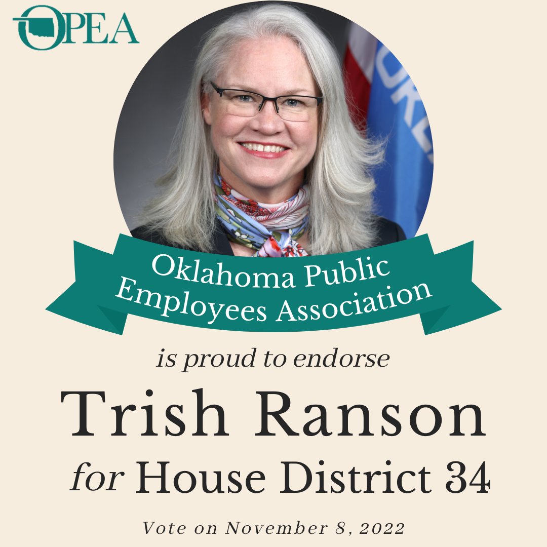 The Oklahoma Public Employees Associations Political Action Committee has endorsed <a href="/RansonHouse34/">Trish Ranson</a>  &amp; <a href="/RepJasonLowe/">Rep. Jason Lowe</a> !