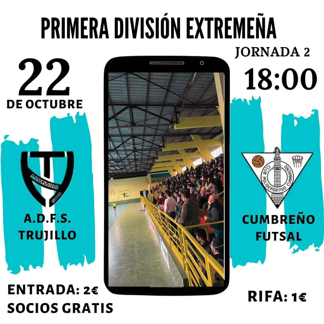 cp_cumbre's tweet photo. Partido!!
Sábado de Derbi ⚽
Correspondiente a la Jornada 2 de Liga, visitamos a nuestros amigos de la @Adfs_Trujillo y hacemos nuestro debut en la competición.
ADFS Trujillo VS CP Cumbreño
📅 Sábado 22 de Octubre
🕕 18:00 horas 
🏟 Pabellón de Trujillo https://t.co/sANlqXyPtx