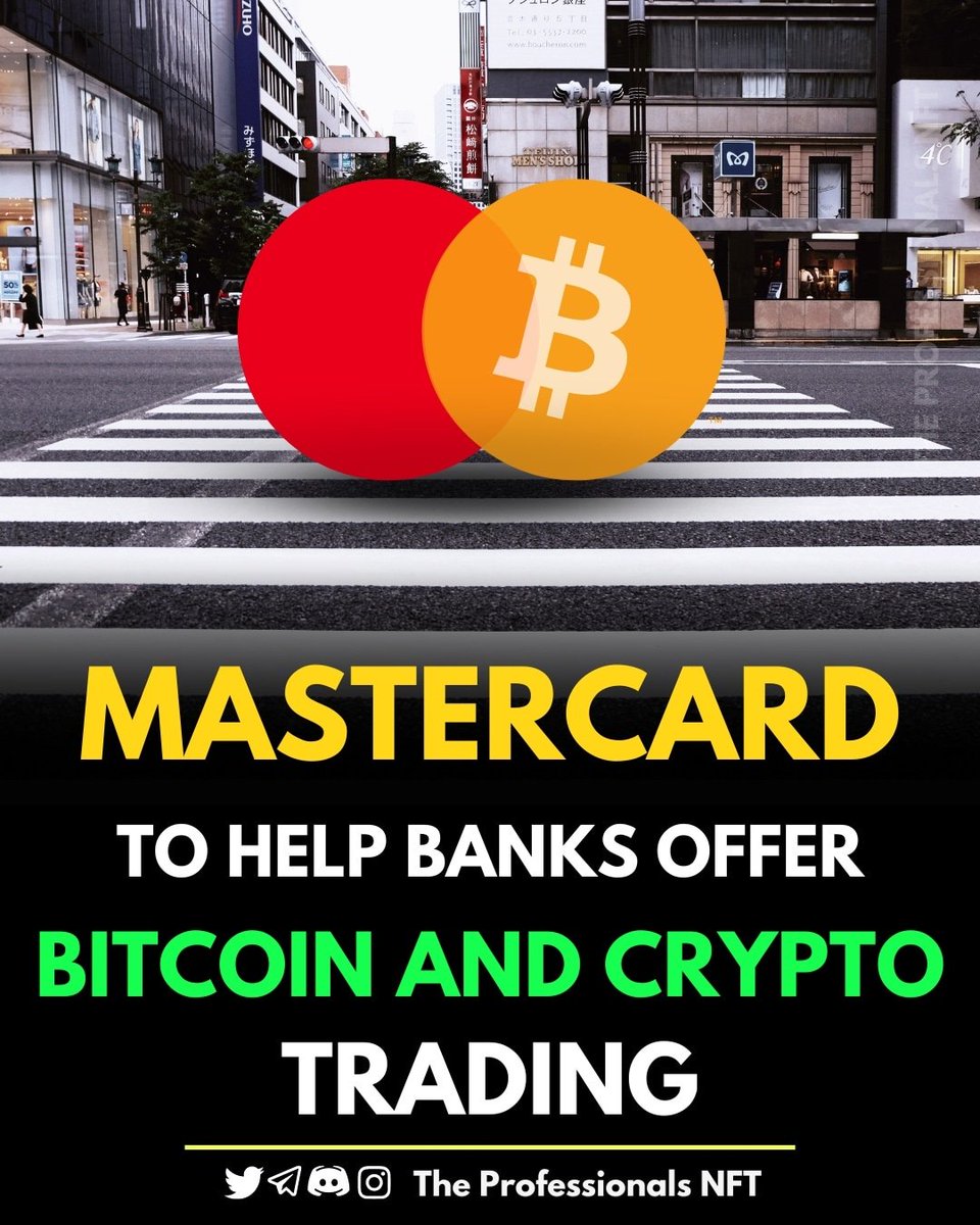 TheProfNFT's tweet photo. #Mastercard is set to announce plans to help banks offer #bitcoin and #cryptocurrency #trading , handling any regulatory compliance and security.

Follow 👉 @TheProfNFT https://t.co/JN9rkt8YQU