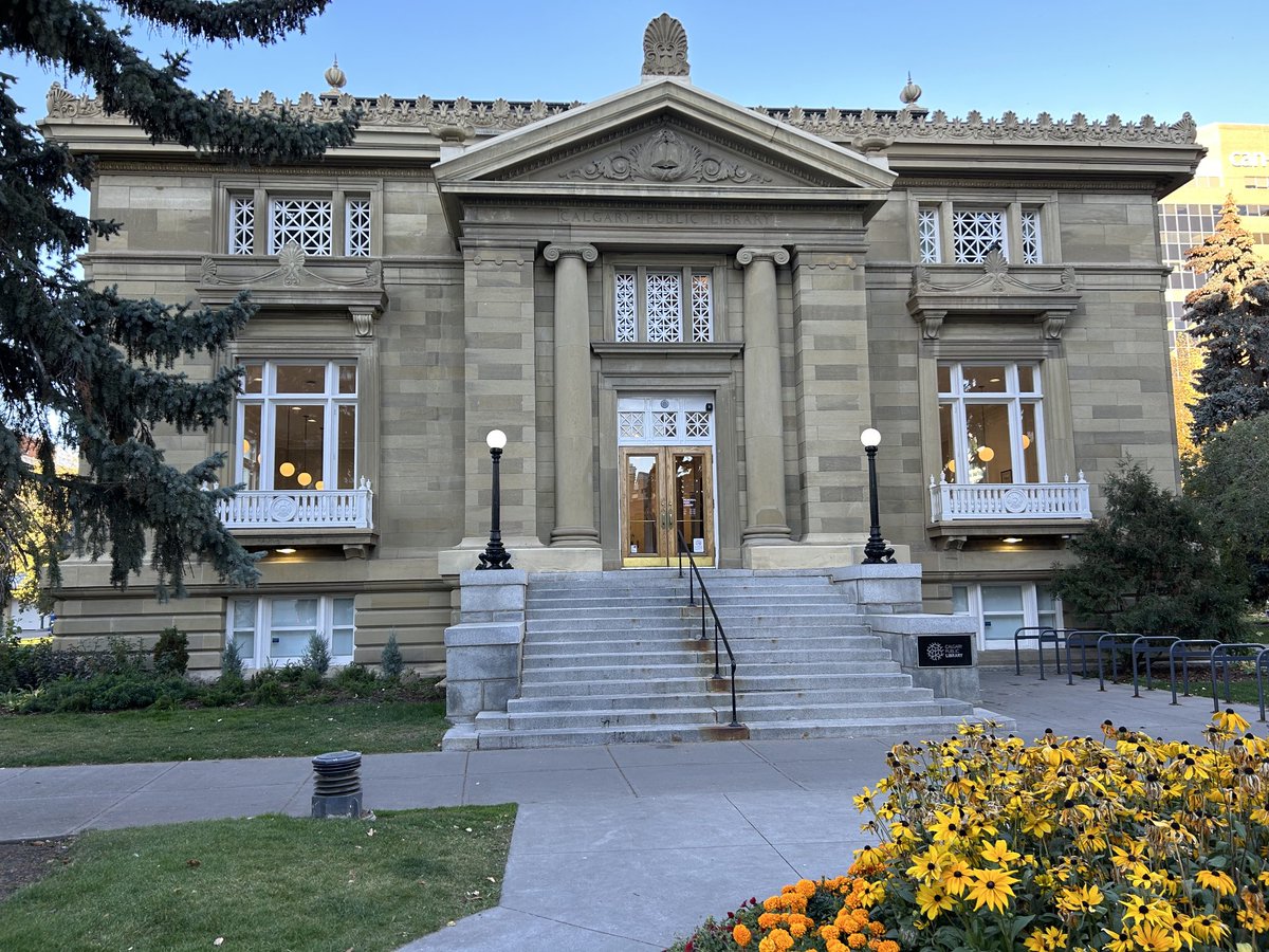 MelanieSouthern's tweet photo. This morning’s walk - beautiful Carnegie? library ⁦@calgarylibrary⁩ #CannotWaitToExplore #WestieLove https://t.co/WDR0cGz5hW