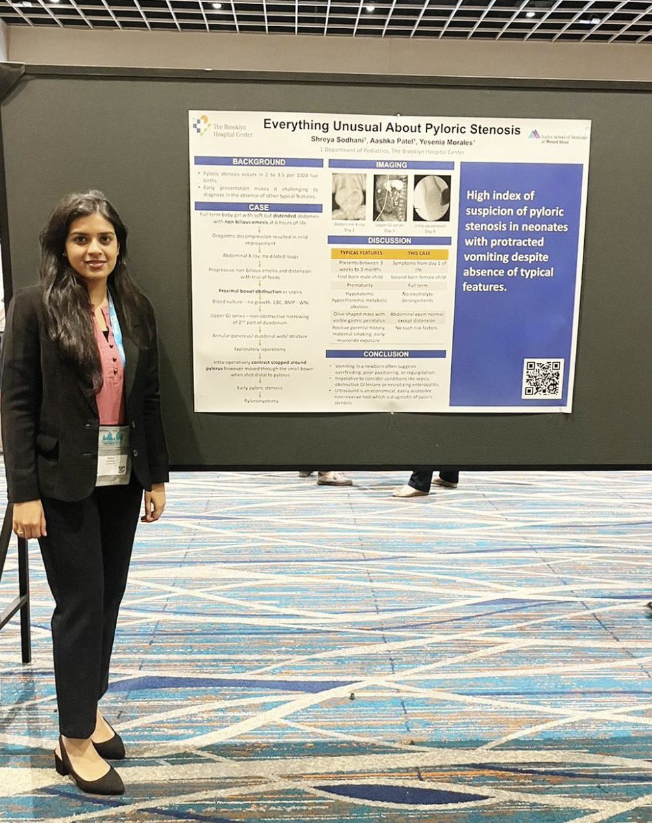 ShreyaSodhaniMD's tweet photo. Grateful for the opportunity to present my poster at #NASPGHAN2022 
Big thanks to my mentor, Dr. Yesenia Morales and my co-author Aashka Patel. Excited to be taking baby steps into the world of Pediatric Gastroenterology! @NASPGHAN @official_tbhc https://t.co/hfnXpJtcQm