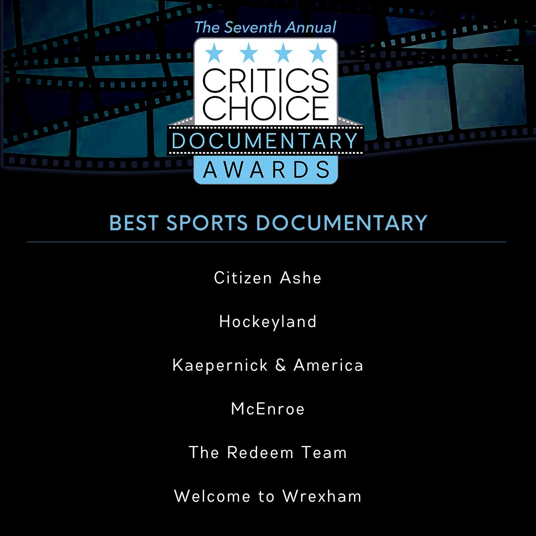 Announcing the nominees for BEST SPORTS DOCUMENTARY for the 7th Annual #CriticsChoice Documentary Awards Presented by @natgeodocs Films! Winners will be revealed at a gala event Nov 13th in Manhattan NY #SPORTS #CCDOC #CCDocumentary #CCADocumentary #CCADOCUMENTARY @Showtime