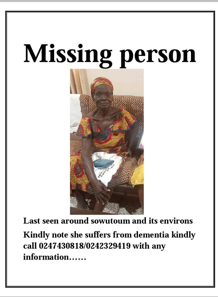 Missing Person Kindly call the numbers or DM @oseidorsty72 if you see her. Thanks
