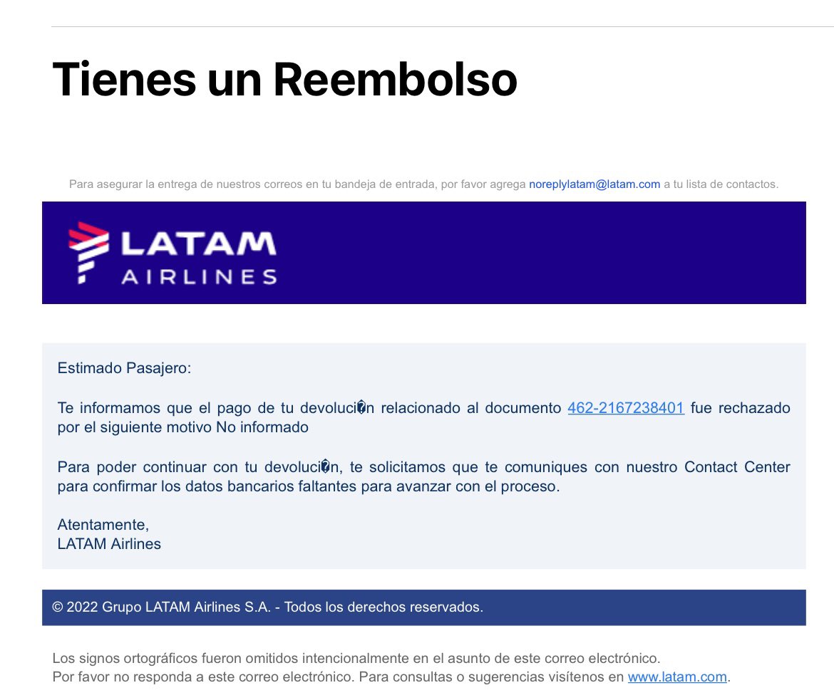 miurielc's tweet photo. Señores @LATAM_ECU desde febrero estoy esperando mi reembolso y me llega este correo y nadie contesta en el call center! https://t.co/gKBf4vkuIn