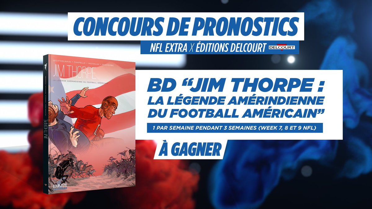 nflextra's tweet photo. 🎁 Concours #NFLextra 🎁

@nflextra &amp; @DelcourtBD vous offrent la possibilité de gagner le superbe ouvrage du @librairesecache sur Jim Thorpe 😍

➡️ RT et follow les 3 comptes ci-dessus
➡️ Remplis le formulaire de pronostics suivant : https://t.co/pwpeMFx4LA

Bonne chance 🍀 ! https://t.co/MKBSDanGri