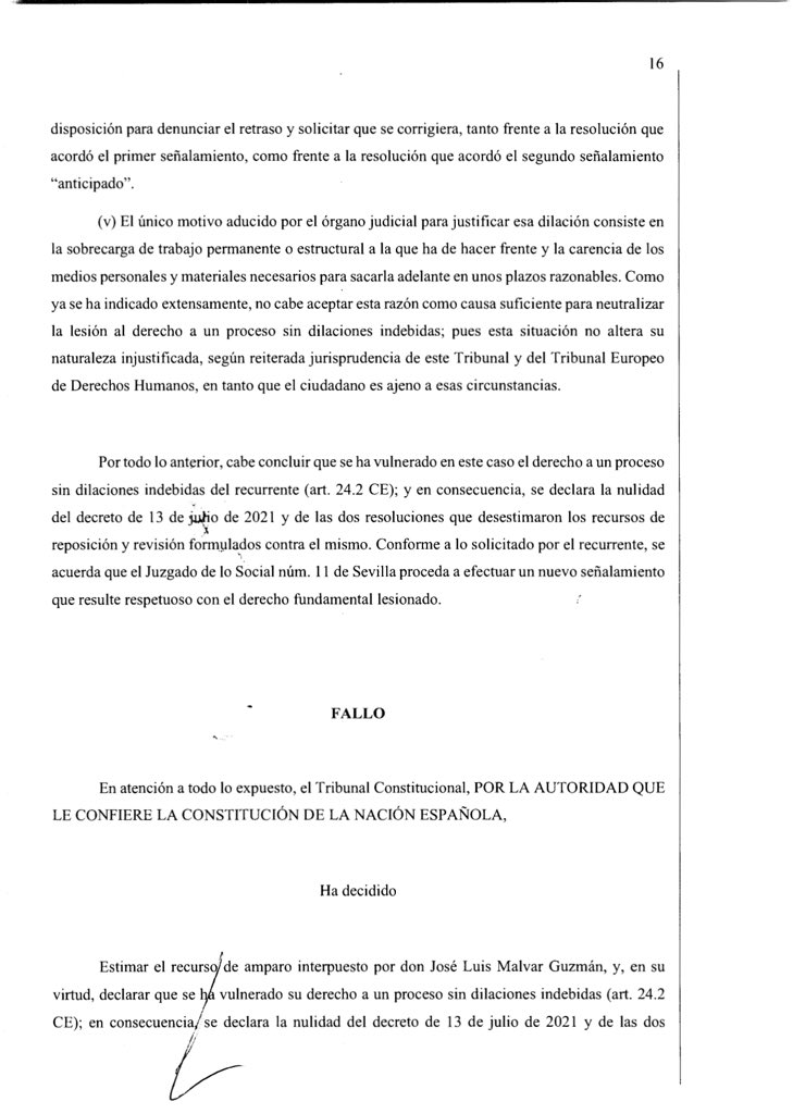 AngryJuez's tweet photo. Ha publicado @daniabogado    la sentencia del TC que  estima su recurso de amparo por dilaciones indebidas por un señalamiento a 3 años vista. La argumentación se  puede resumir en dos párrafos. Estos. https://t.co/pnJR9fF15U