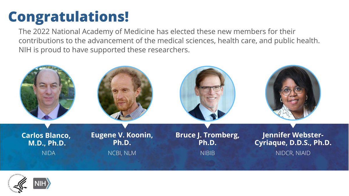 Congratulations to #NIH’s newest members of @theNAMedicine! Those elected to the Academy have demonstrated outstanding achievements and commitment to service in health & medicine. bit.ly/3yOnijz @NIDAnews @NLM_NIH @NIBIBgov @NIDCR @NIAIDnews