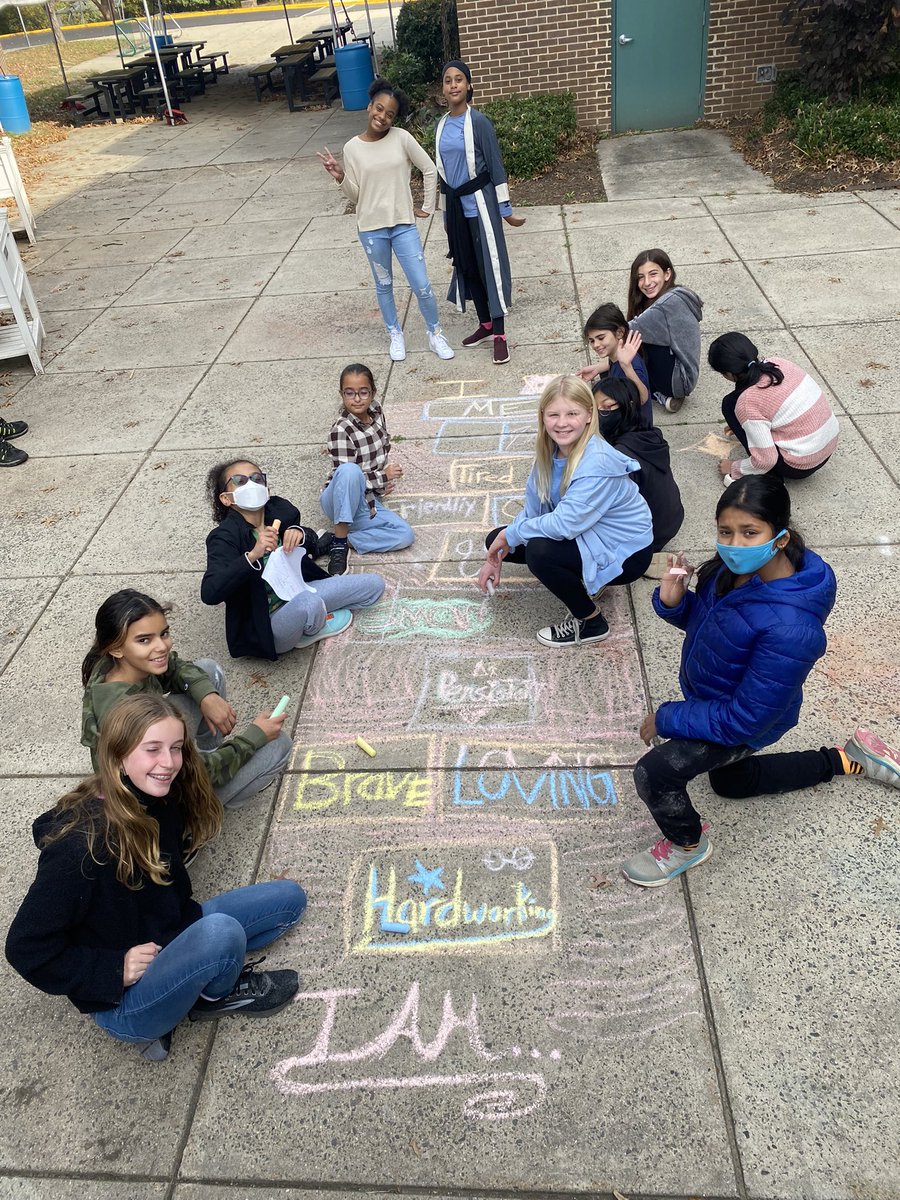 MrsODances's tweet photo. 6th graders took their “I AM” poems to the NEXT LEVEL &amp; worked together to create their own hopscotch! Of course we made sure to move it out too! 🎨🍁@HuntersWoodsES @FCPSDanceArts https://t.co/nC87iXQ1A4