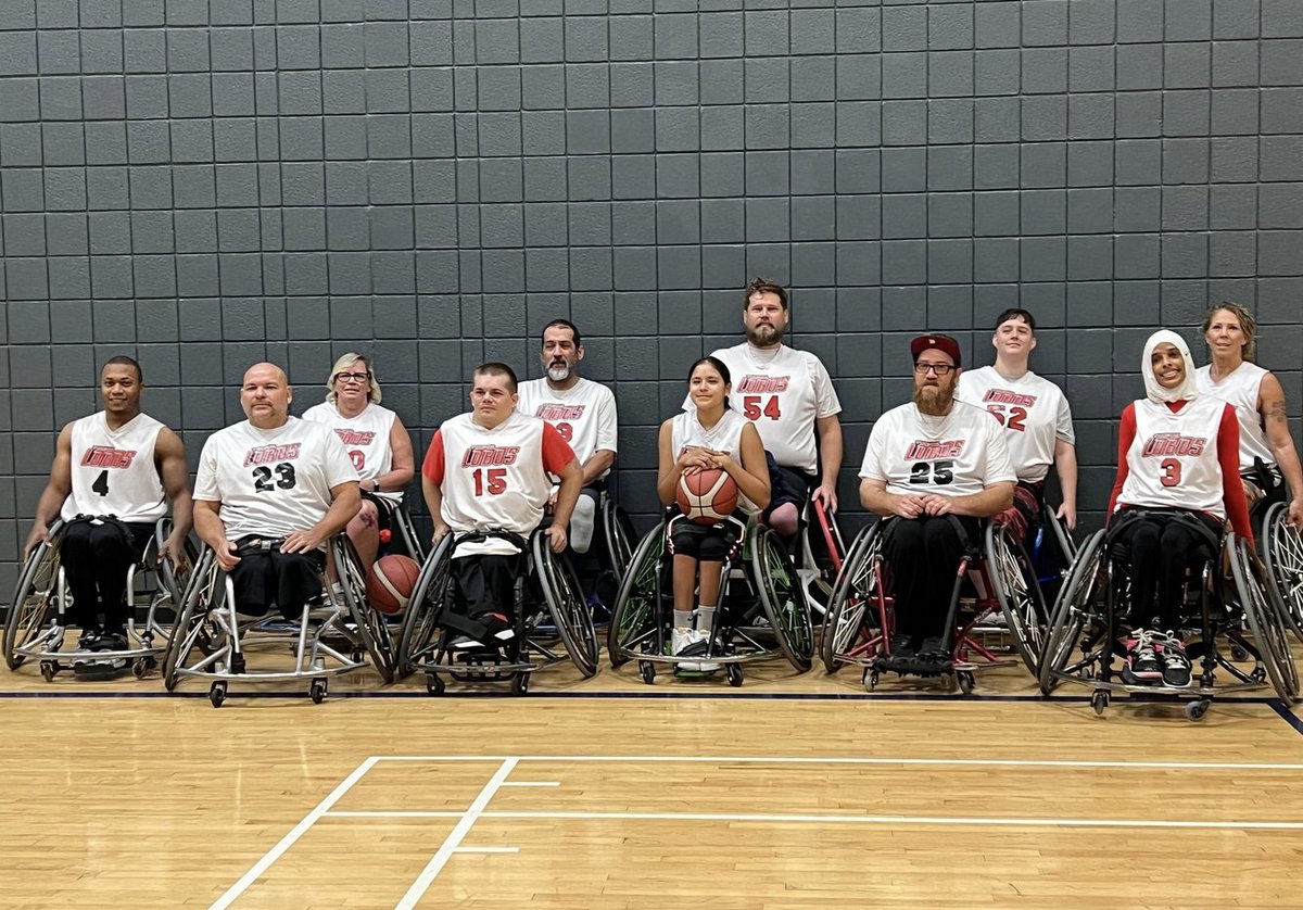 SaasTucson's tweet photo. Meet the #TucsonLobosWheelchairBasketball!
From left: Jesse Robinson, Miguel Aboyte, Faith Capone, Shane Rodabaugh, Robert Orosco, Adrina Castro, Karl Yares, Chuck Nyquist, Amanda Rhodes, Rihana Ibrahim, Brandi Evans https://t.co/bkkCe1lRNt