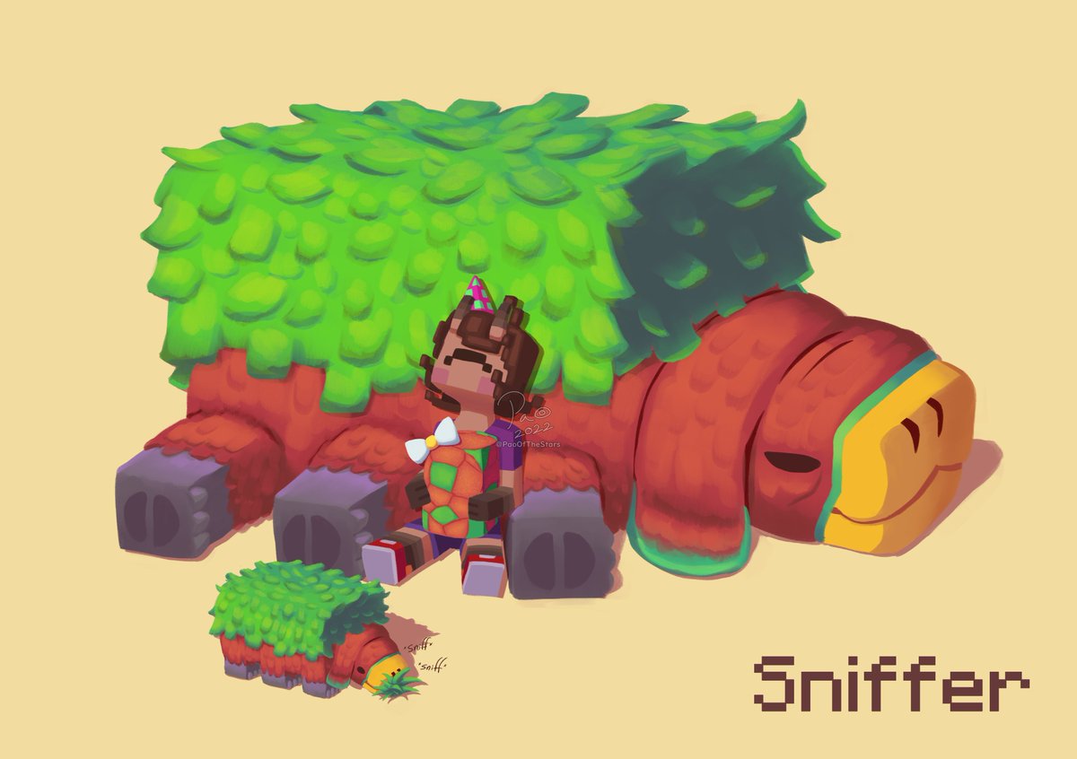 PaoOfTheStars's tweet photo. The Sniffer winning the mob vote is probably one of the best birthday gift I could've have 🌿🌱💚
#Minecraft #Minecraftfanart  #MinecraftMobVote #SNIFFERSWEEP #snifferishfanart https://t.co/MCkwAReMPr