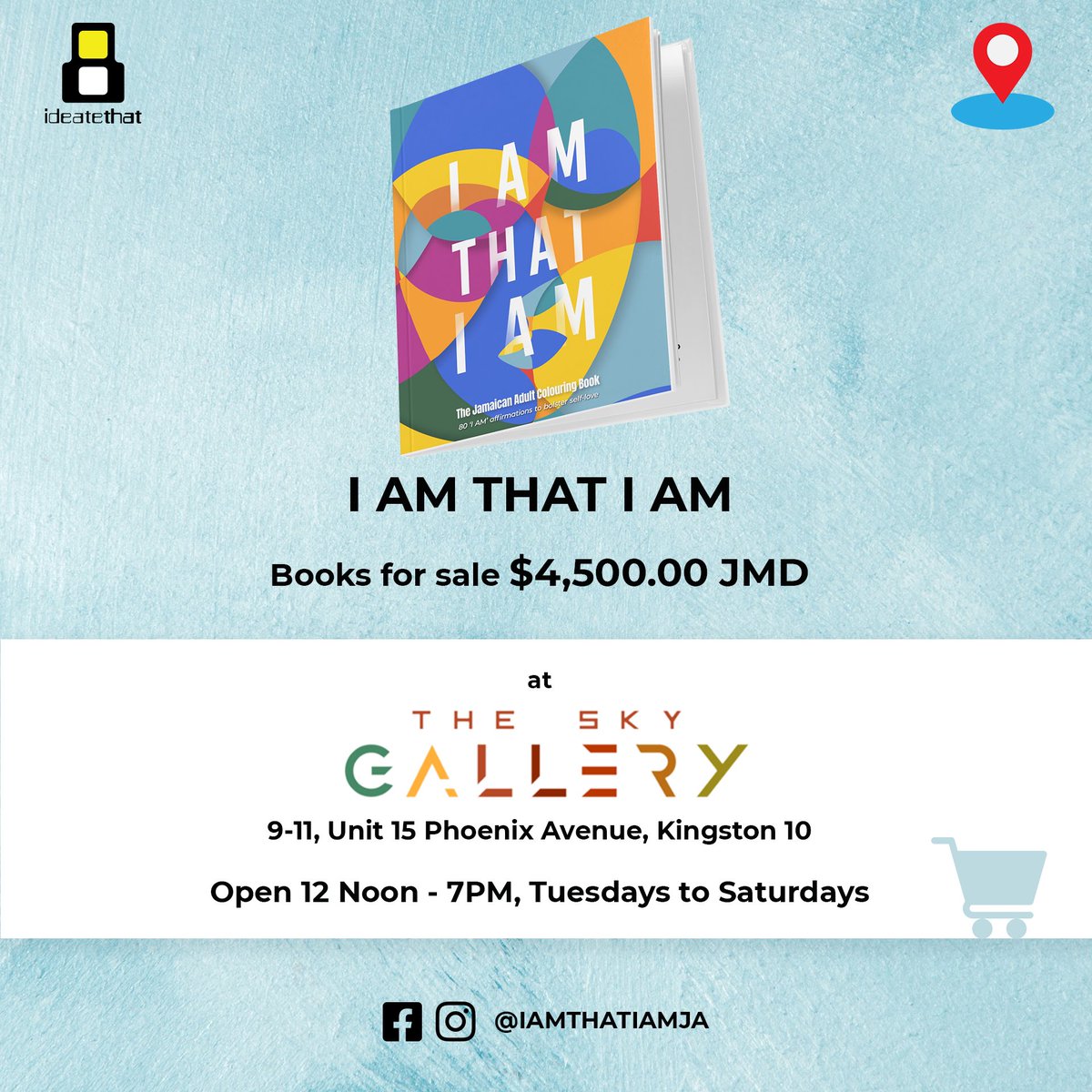 jackiejjackson's tweet photo. I AM THAT I AM is now available in Jamaica, if you are in Kingston you can now purchase a copy at The Sky Gallery for $4,500.00 JMD. 

#IATIA #adultcolouringbook #colouringbook #affirmation #illustration #inspirational #mentalhealth
#mentalhealthmonth #mentalhealthmatters https://t.co/OOx3CXfq4Y