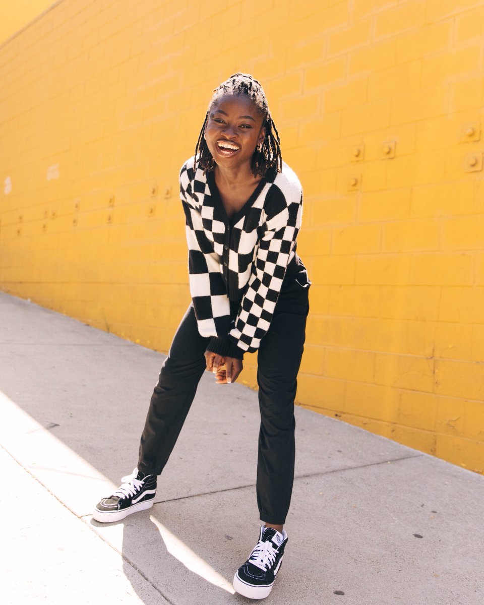 Endlessly cheesin' in the Mix Match Relaxed Cardigan. Find it at vans.com/womens