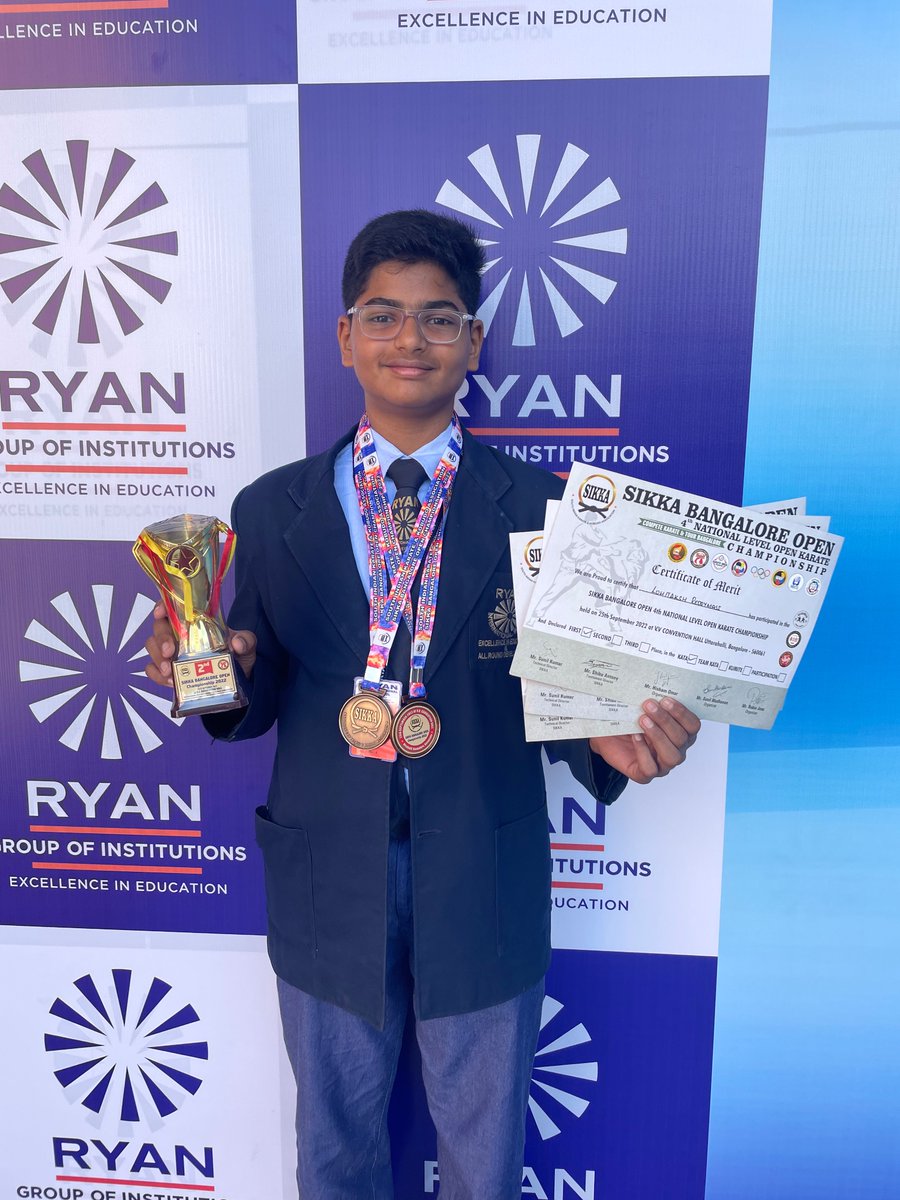 RBannerghatta's tweet photo. Mst Lohitaksh of 9th grade has secured 1st place in National Level Open #Karate Championship organised by Sikka Bangalore Open . Heartiest Congratulations to him on his success.
#RyanInternationalSchool #ICSE #Ryanite https://t.co/371OR1bUYg