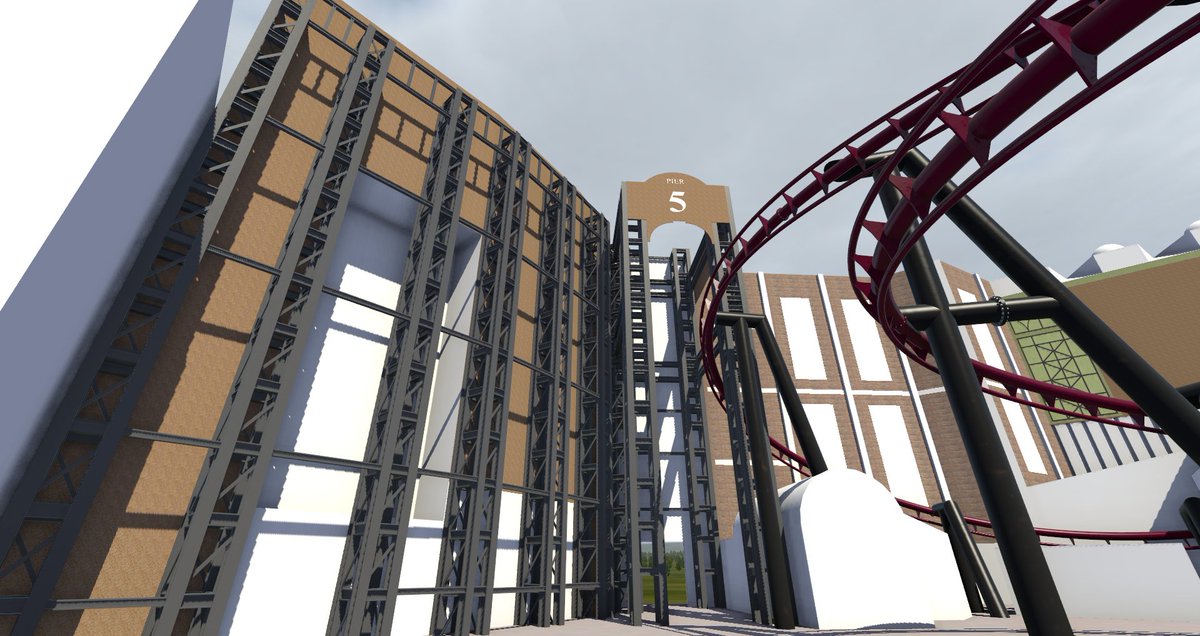 MissSm1l3r's tweet photo. Had a great stream doing some work on Rookburgh, which means its time for an update! Steel tower wall is looking better, the first launch theming has had a bunch of extra stuff added, and more work on the elevated queue line and a bit behind the wall is taking shape! #ProjectFLY https://t.co/HtrJnLqv4I