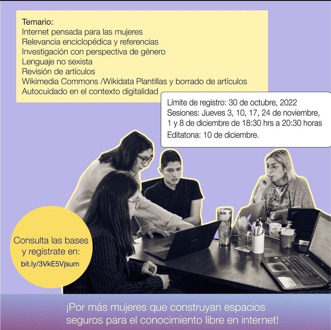 La 1ra Escuela de Wikipedistas Mujeres en México comienza en próximo 3 de noviembre, la realizaremos en colaboración con el Instituto Municipal de las Mujeres Regias y el <a href="/labnuevoleon/">LABNL Lab Cultural Ciudadano</a> y culminará con una editatona el 10 de diciembre.👩🏽‍💻

¡No olvides registrarte para participar!💜